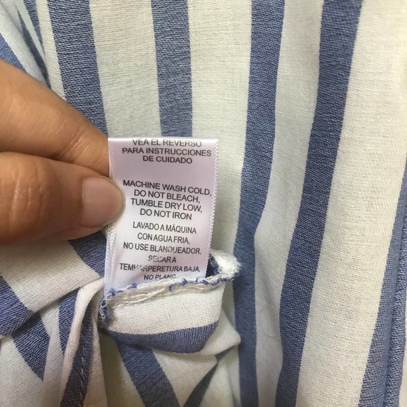 En Creme Dress Womens Medium Blue‎ White Striped Maxi Open Back - Picture 7 of 9